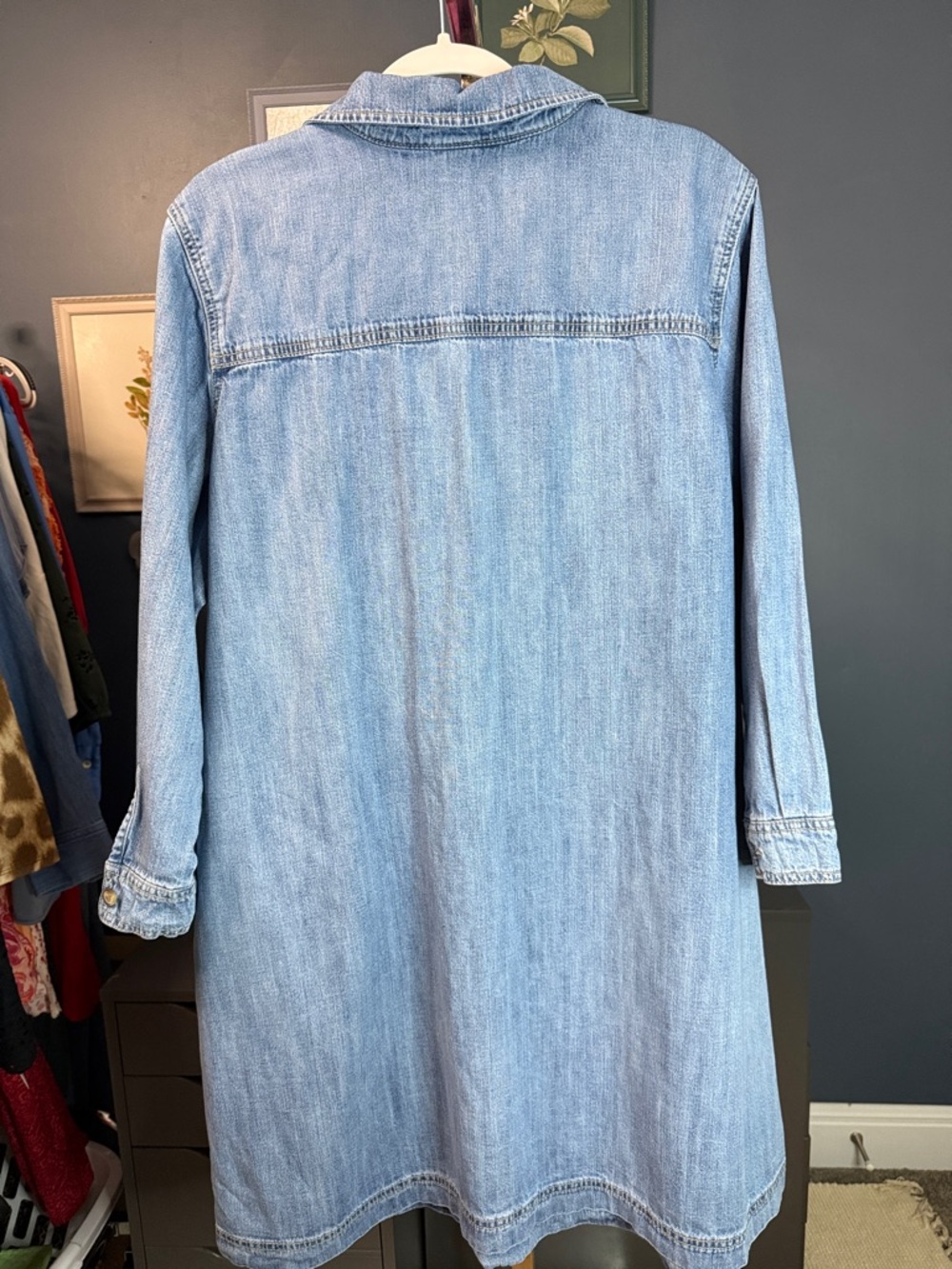 Old Navy Light Blue Denim Long-Sleeve Shirt Dress - Picture 6 of 7